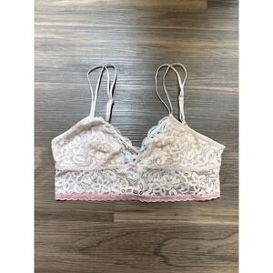 Aerie Pink Lace Bralette Medium Coquette Girl Romantic Feminine Delicate